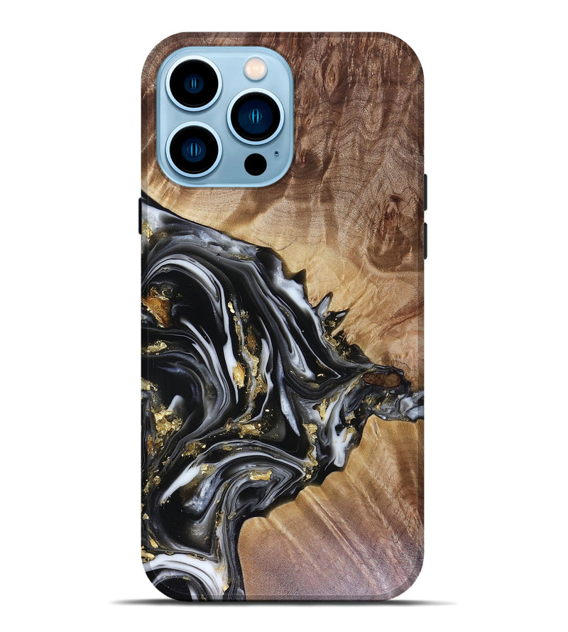 iPhone 14 Pro Max Wood Live Edge Phone Case - Augusta (Black & White, 816131)