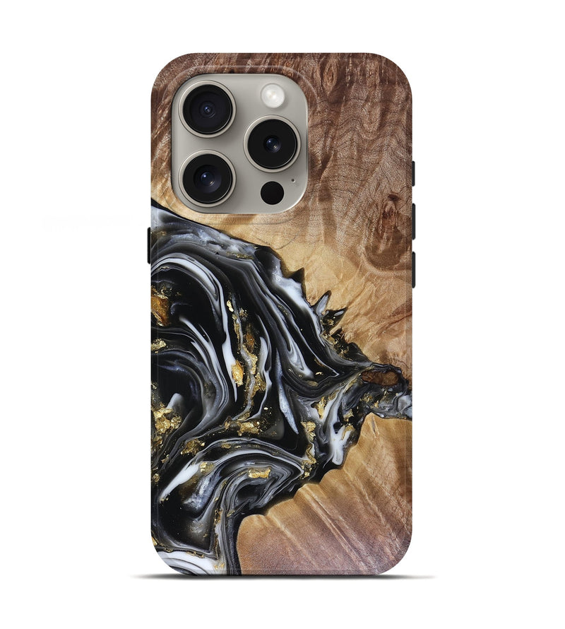iPhone 16 Pro Wood Live Edge Phone Case - Augusta (Black & White, 816131)