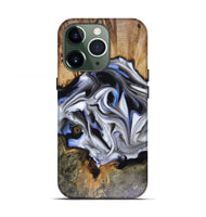 iPhone 13 Pro Wood Live Edge Phone Case - Janette (Blue, 816134)