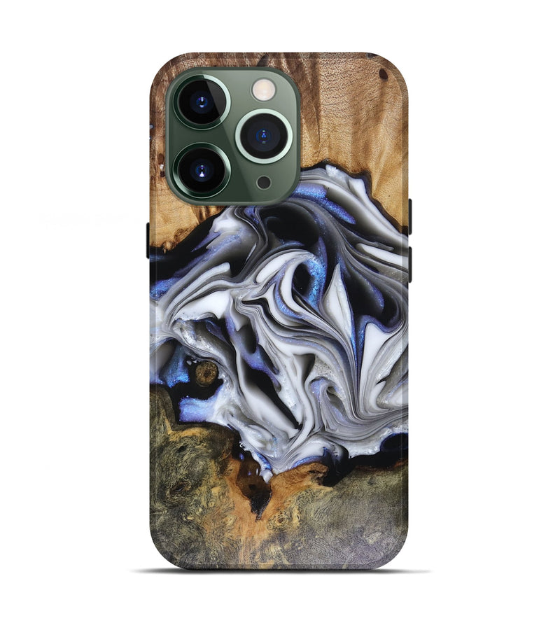iPhone 13 Pro Wood Live Edge Phone Case - Janette (Blue, 816134)