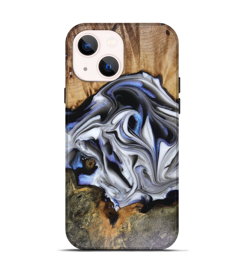 iPhone 14 Wood Live Edge Phone Case - Janette (Blue, 816134)