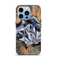 iPhone 14 Pro Wood Live Edge Phone Case - Janette (Blue, 816134)