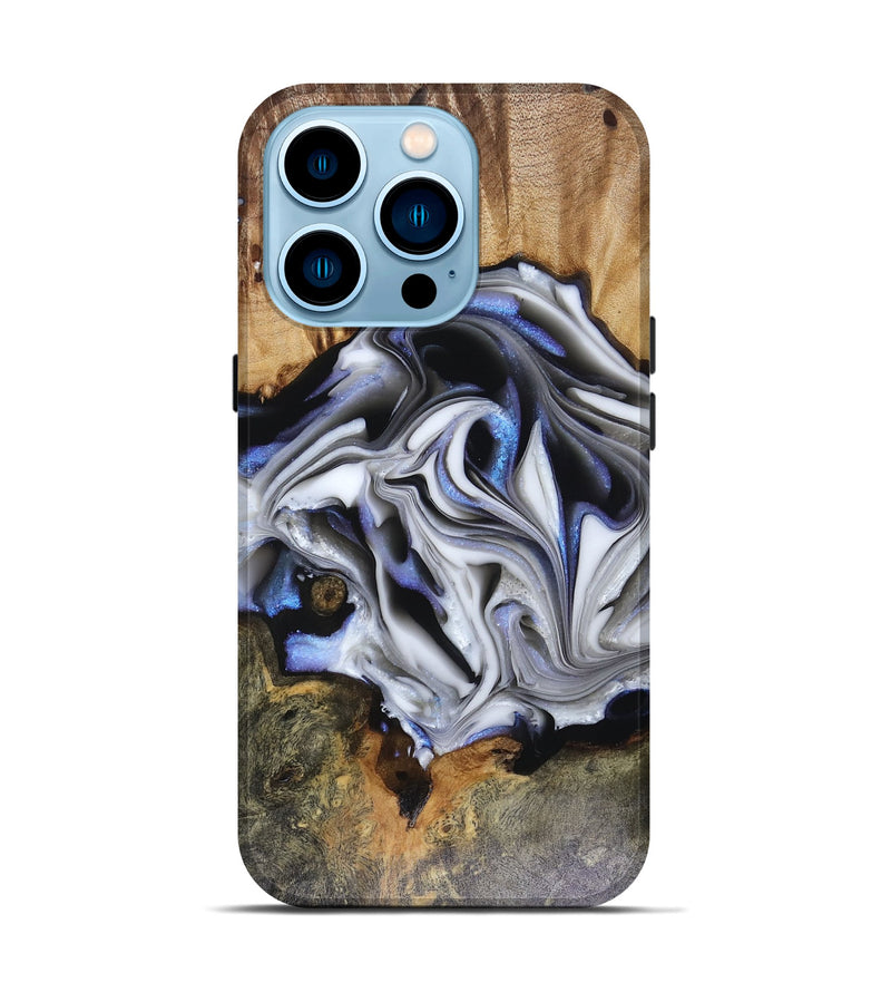 iPhone 14 Pro Wood Live Edge Phone Case - Janette (Blue, 816134)