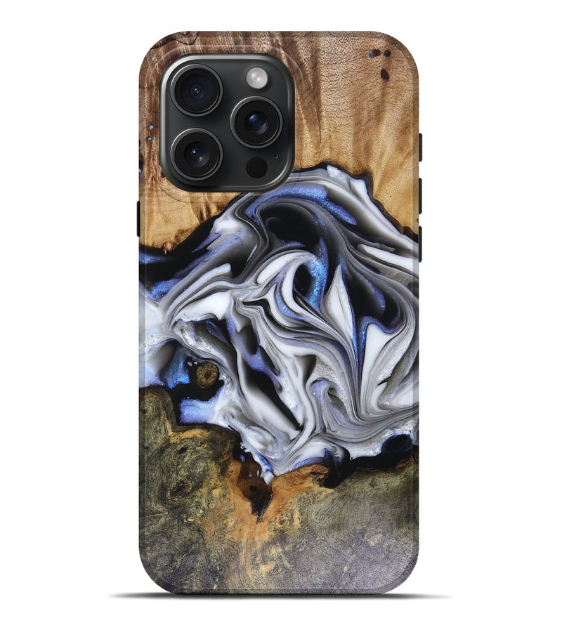 iPhone 16 Pro Max Wood Live Edge Phone Case - Janette (Blue, 816134)