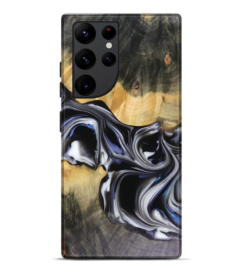 Galaxy S22 Ultra Wood Live Edge Phone Case - Glynis (Black & White, 816135)