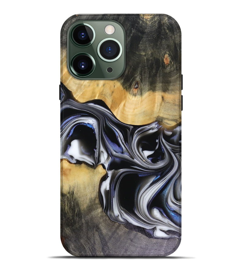 iPhone 13 Pro Max Wood Live Edge Phone Case - Glynis (Black & White, 816135)