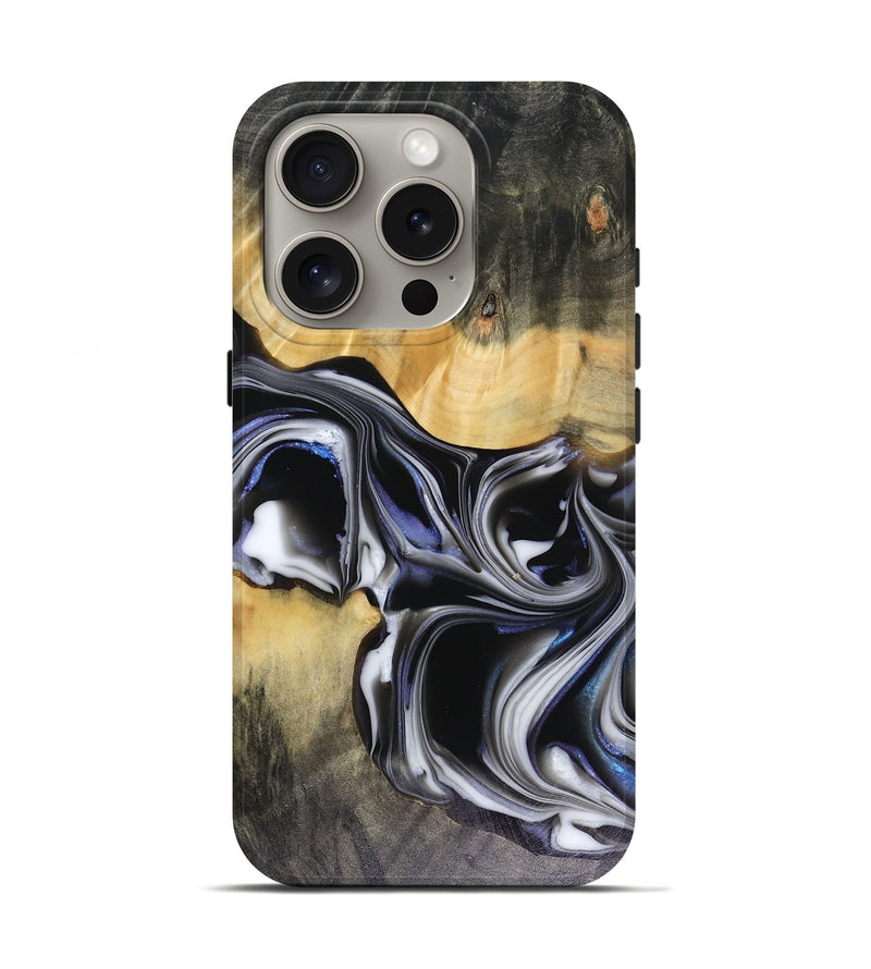 iPhone 16 Pro Wood Live Edge Phone Case - Glynis (Black & White, 816135)
