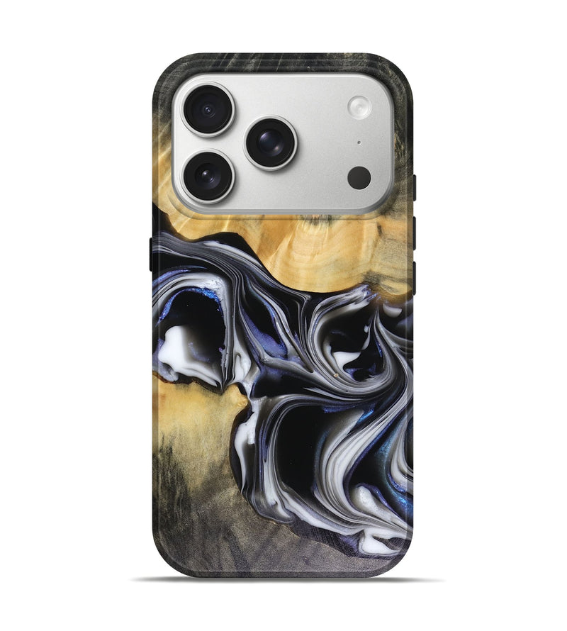 iPhone 17 Pro Wood Live Edge Phone Case - Glynis (Black & White, 816135)