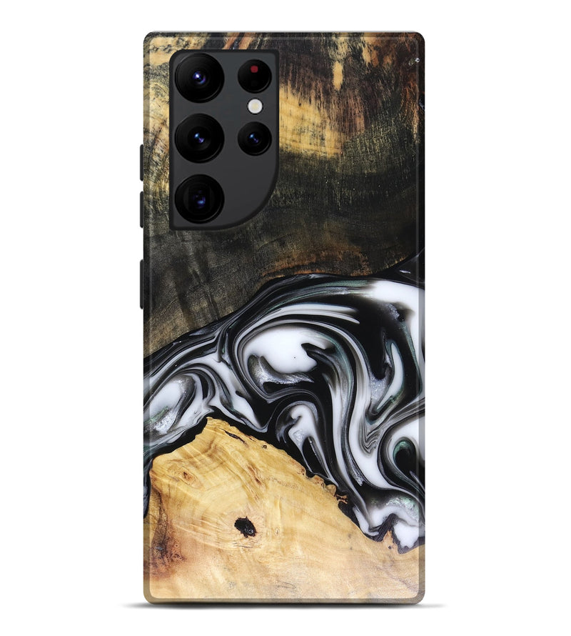 Galaxy S22 Ultra Wood Live Edge Phone Case - Flora (Black & White, 816136)