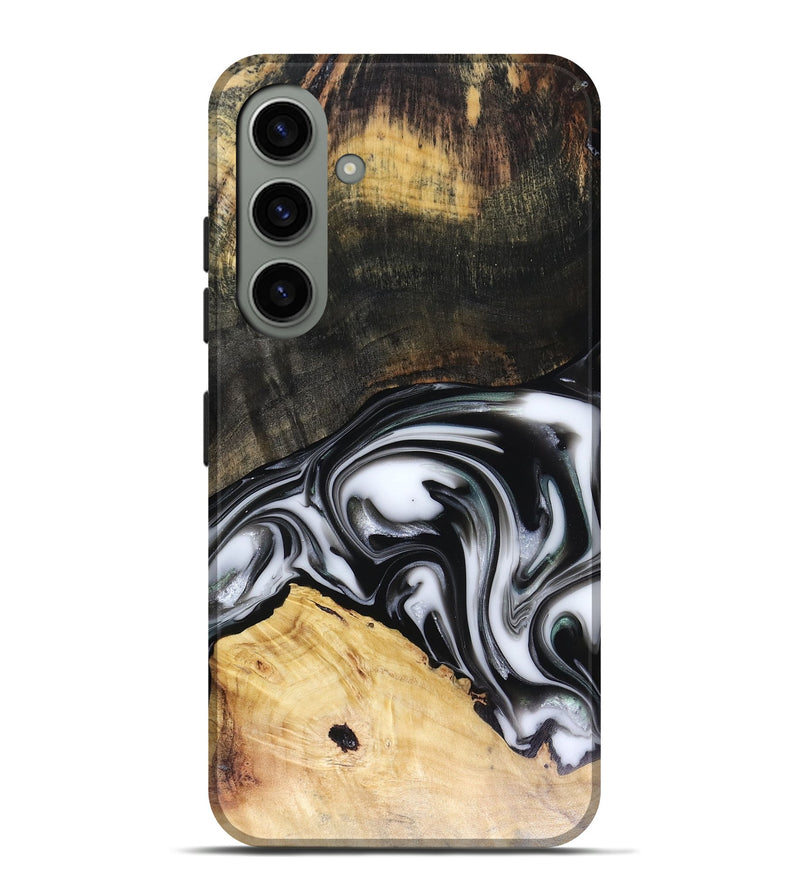 Galaxy S24 Plus Wood Live Edge Phone Case - Flora (Black & White, 816136)