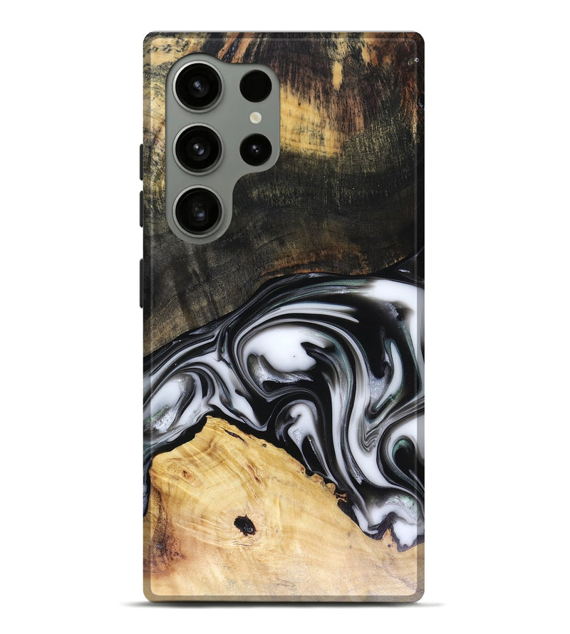 Galaxy S24 Ultra Wood Live Edge Phone Case - Flora (Black & White, 816136)