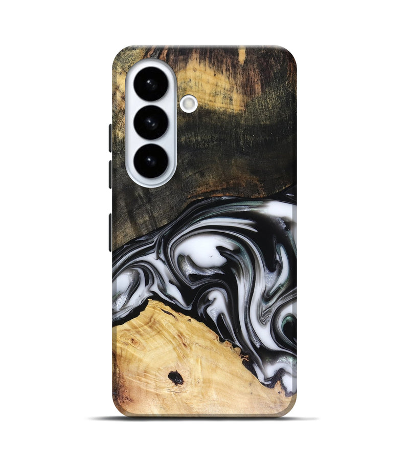 Galaxy S26 Wood Live Edge Phone Case - Flora (Black & White, 816136)