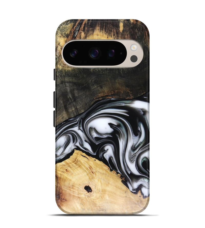 Pixel 10 Wood Live Edge Phone Case - Flora (Black & White, 816136)