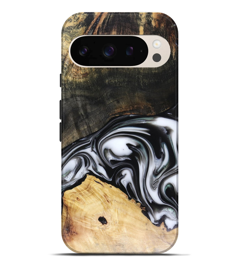 Pixel 10 Pro XL Wood Live Edge Phone Case - Flora (Black & White, 816136)