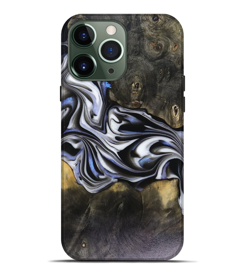 iPhone 13 Pro Max Wood Live Edge Phone Case - Ace (Black & White, 816137)