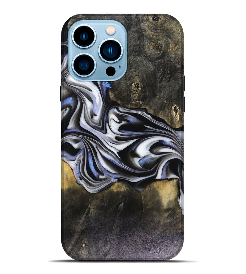 iPhone 14 Pro Max Wood Live Edge Phone Case - Ace (Black & White, 816137)
