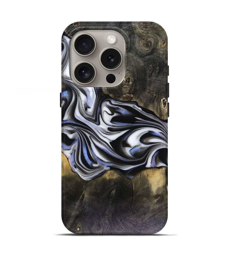 iPhone 16 Pro Wood Live Edge Phone Case - Ace (Black & White, 816137)