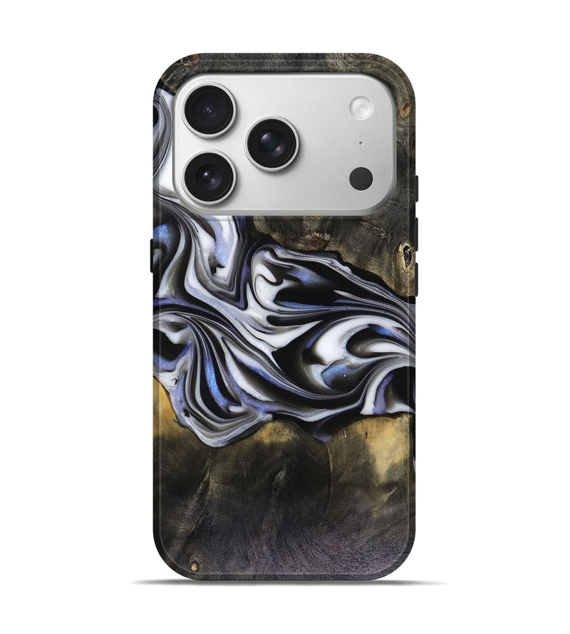 iPhone 17 Pro Wood Live Edge Phone Case - Ace (Black & White, 816137)