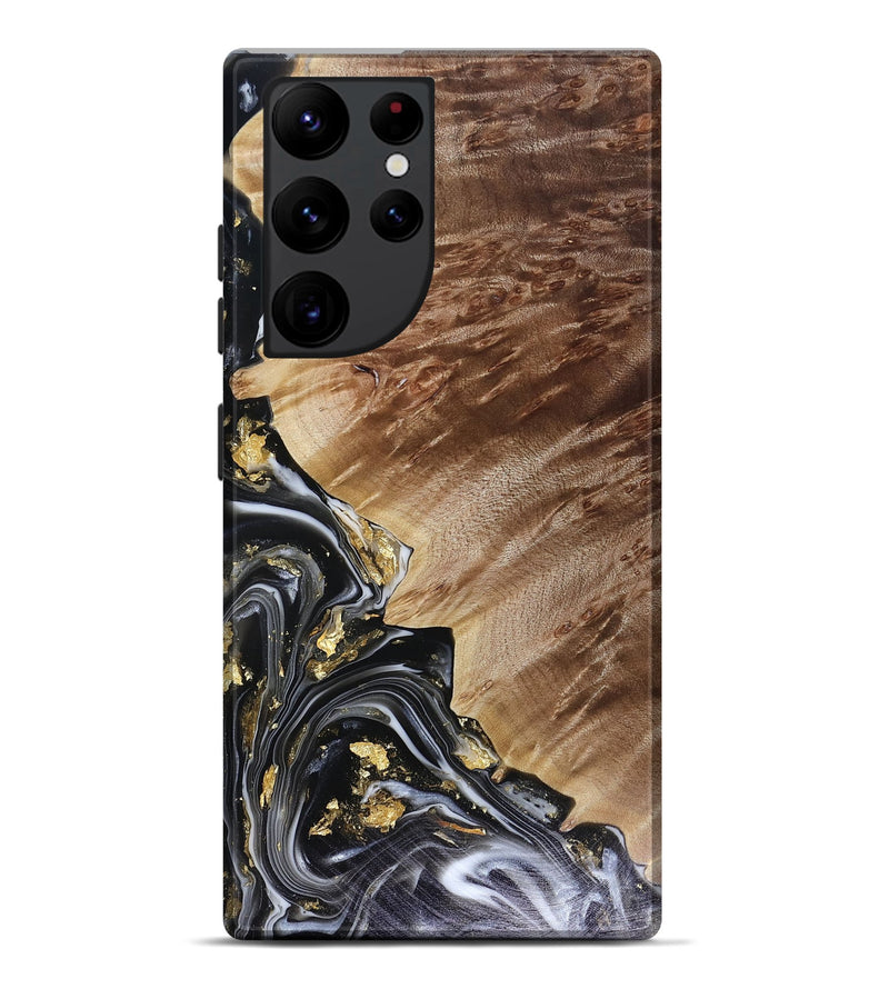 Galaxy S22 Ultra Wood Live Edge Phone Case - Myla (Black & White, 816138)