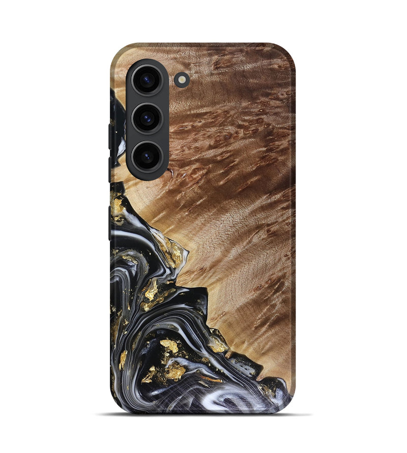 Galaxy S23 Wood Live Edge Phone Case - Myla (Black & White, 816138)