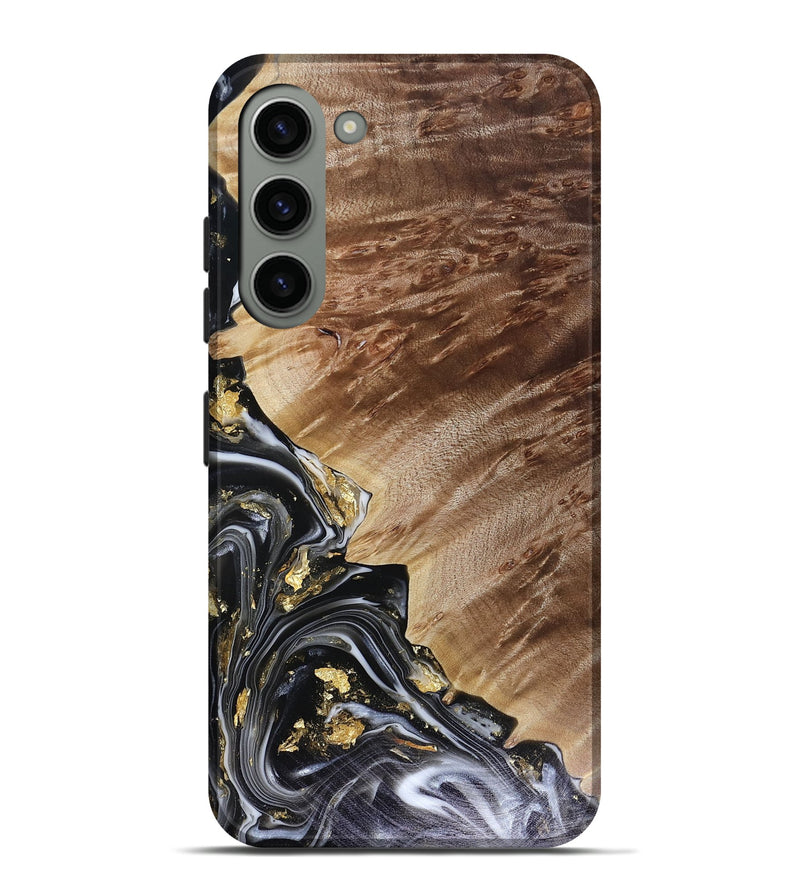 Galaxy S23 Plus Wood Live Edge Phone Case - Myla (Black & White, 816138)