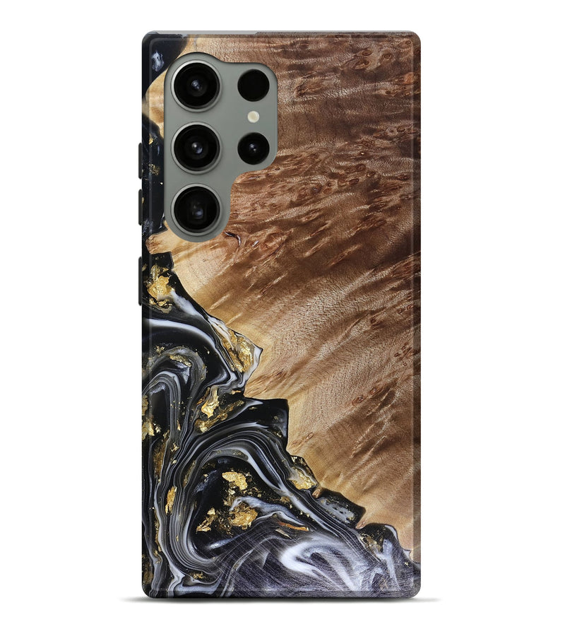 Galaxy S24 Ultra Wood Live Edge Phone Case - Myla (Black & White, 816138)
