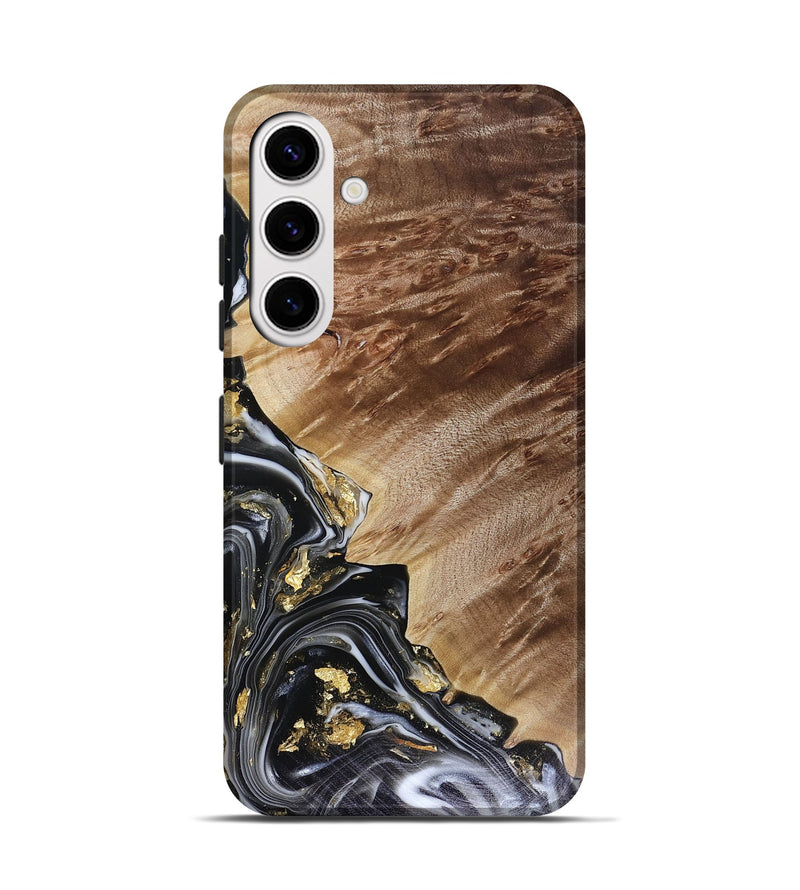 Galaxy S25 Wood Live Edge Phone Case - Myla (Black & White, 816138)
