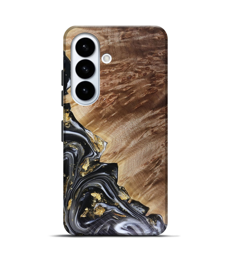 Galaxy S26 Wood Live Edge Phone Case - Myla (Black & White, 816138)