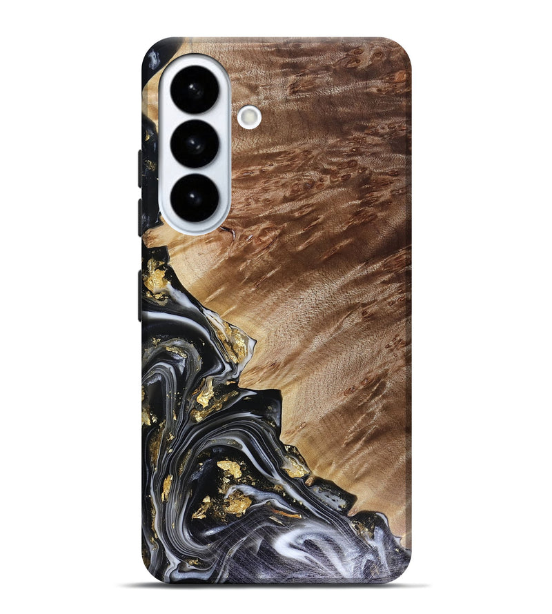 Galaxy S26 Plus Wood Live Edge Phone Case - Myla (Black & White, 816138)