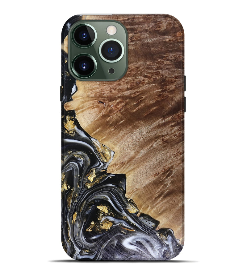 iPhone 13 Pro Max Wood Live Edge Phone Case - Myla (Black & White, 816138)