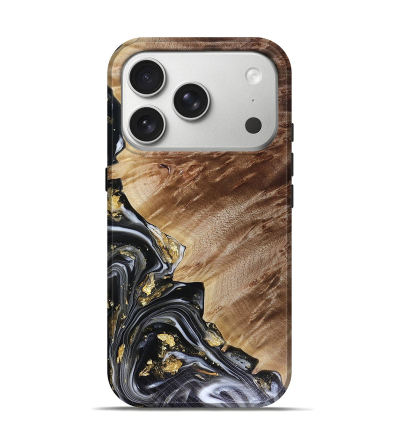 iPhone 17 Pro Wood Live Edge Phone Case - Myla (Black & White, 816138)