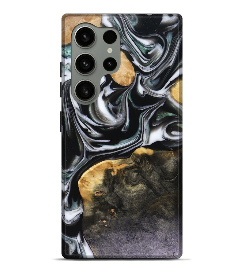 Galaxy S24 Ultra Wood Live Edge Phone Case - Helena (Black & White, 816139)