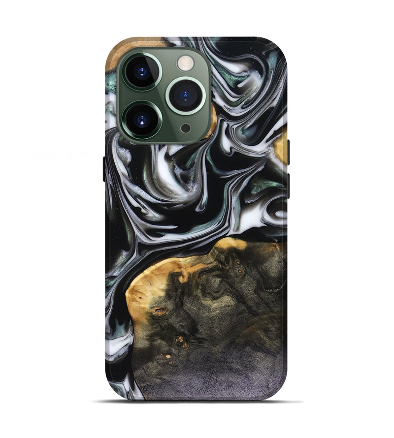 iPhone 13 Pro Wood Live Edge Phone Case - Helena (Black & White, 816139)