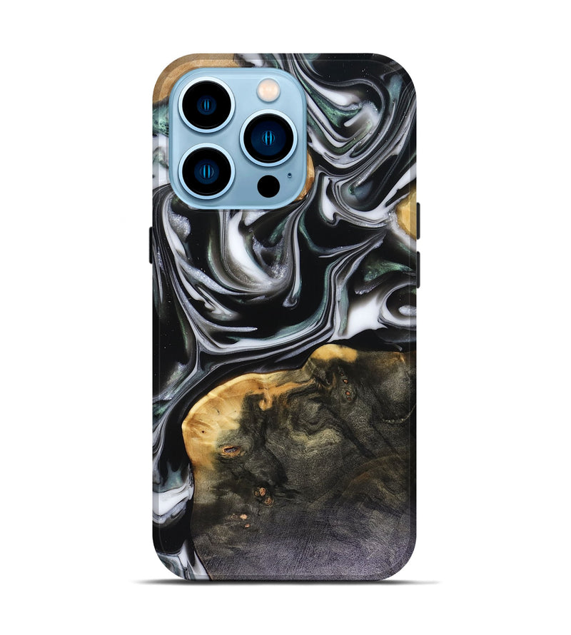 iPhone 14 Pro Wood Live Edge Phone Case - Helena (Black & White, 816139)