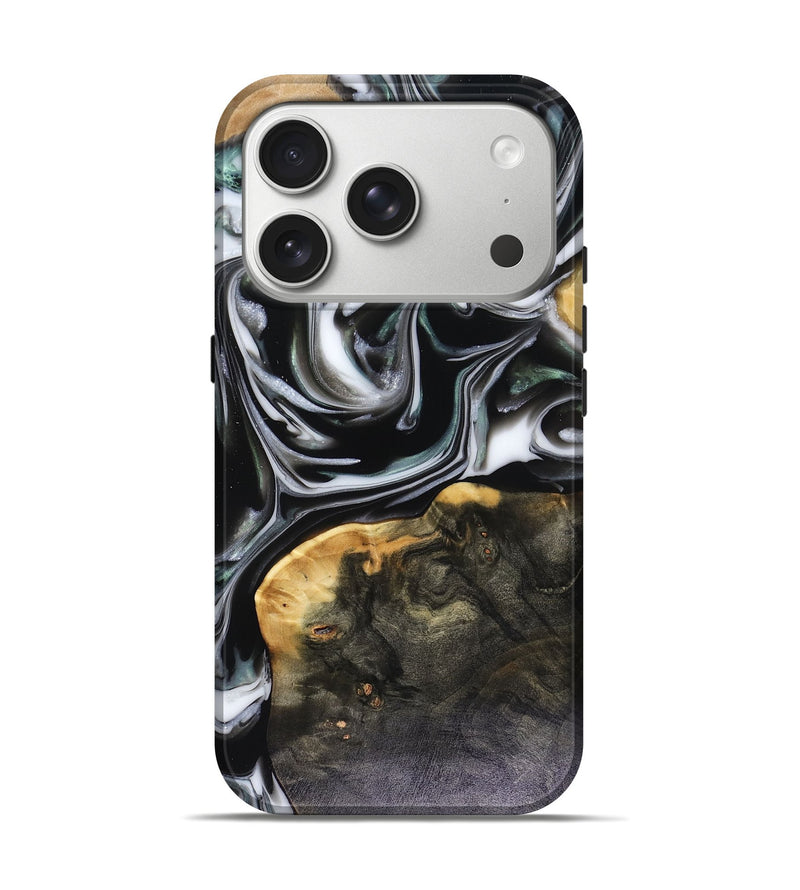 iPhone 17 Pro Wood Live Edge Phone Case - Helena (Black & White, 816139)
