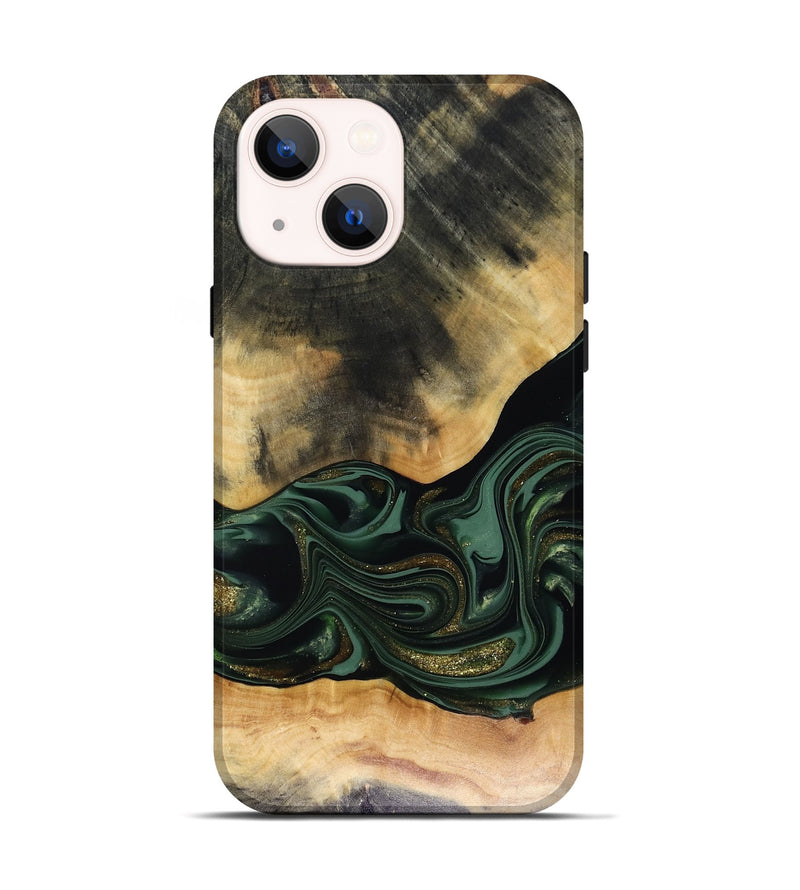 iPhone 14 Wood Live Edge Phone Case - Ahmir (Green, 816140)