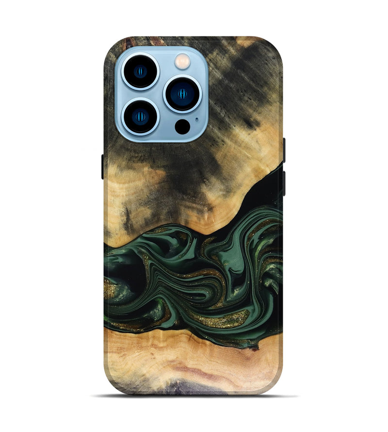 iPhone 14 Pro Wood Live Edge Phone Case - Ahmir (Green, 816140)