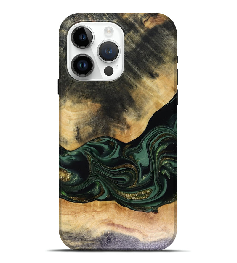 iPhone 15 Pro Max Wood Live Edge Phone Case - Ahmir (Green, 816140)