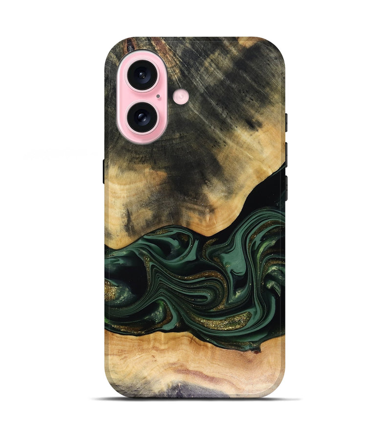 iPhone 17 Wood Live Edge Phone Case - Ahmir (Green, 816140)