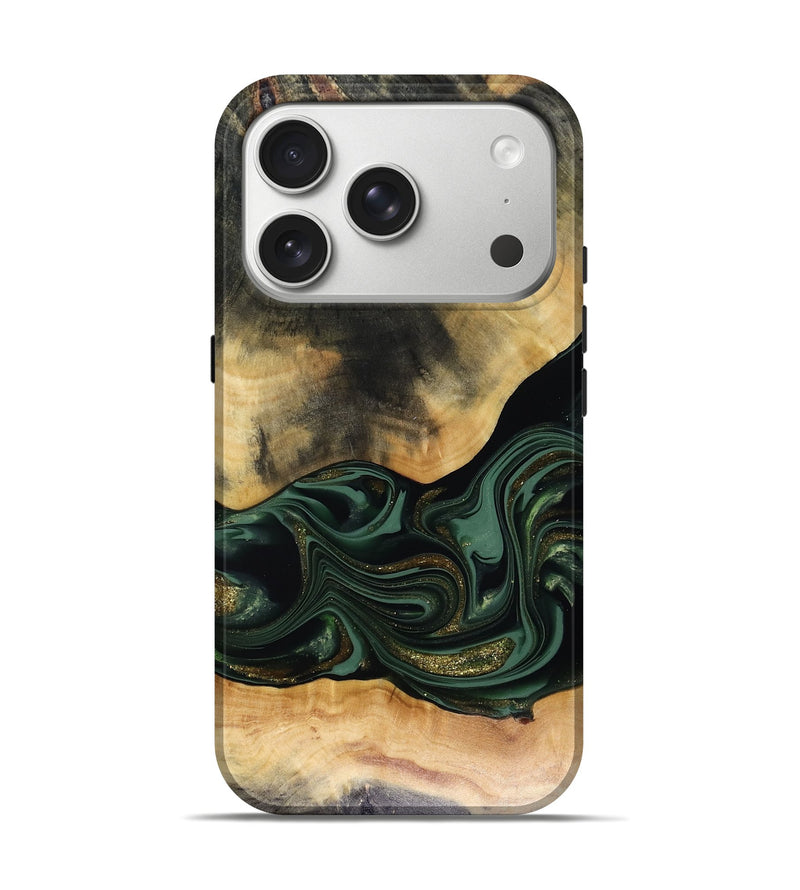 iPhone 17 Pro Wood Live Edge Phone Case - Ahmir (Green, 816140)