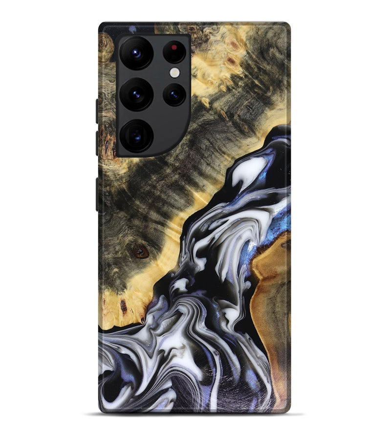 Galaxy S22 Ultra Wood Live Edge Phone Case - Kassie (Black & White, 816141)