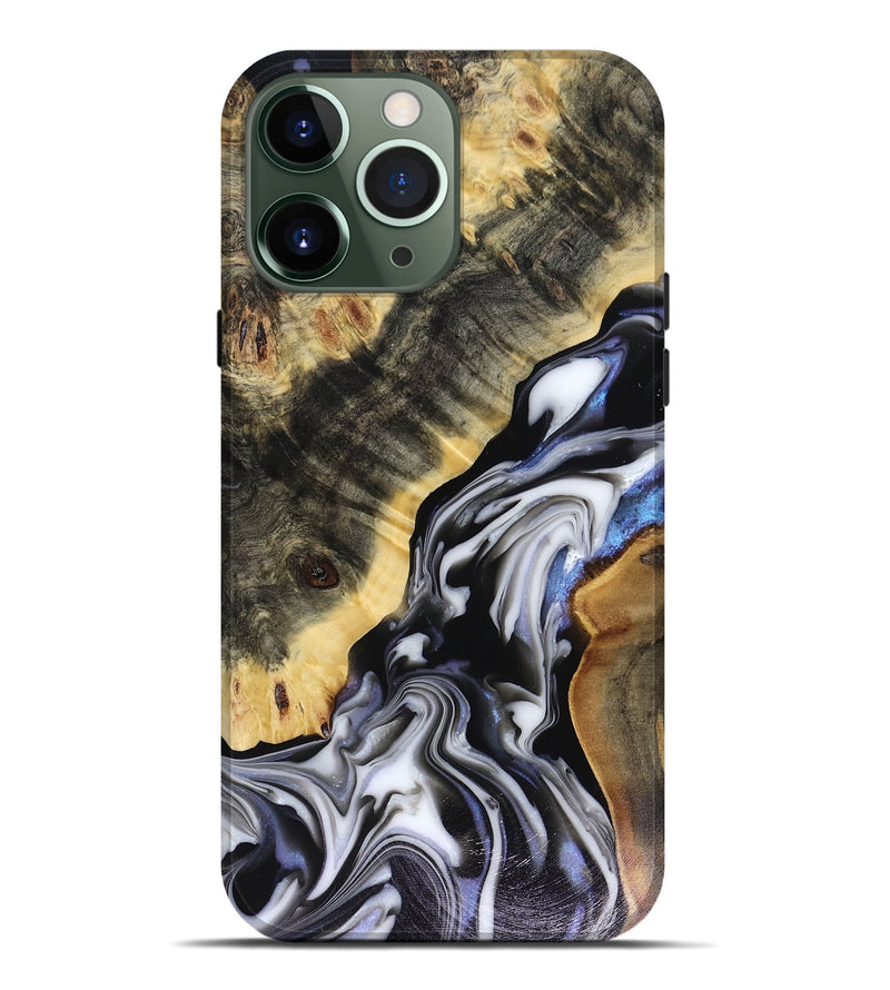 iPhone 13 Pro Max Wood Live Edge Phone Case - Kassie (Black & White, 816141)