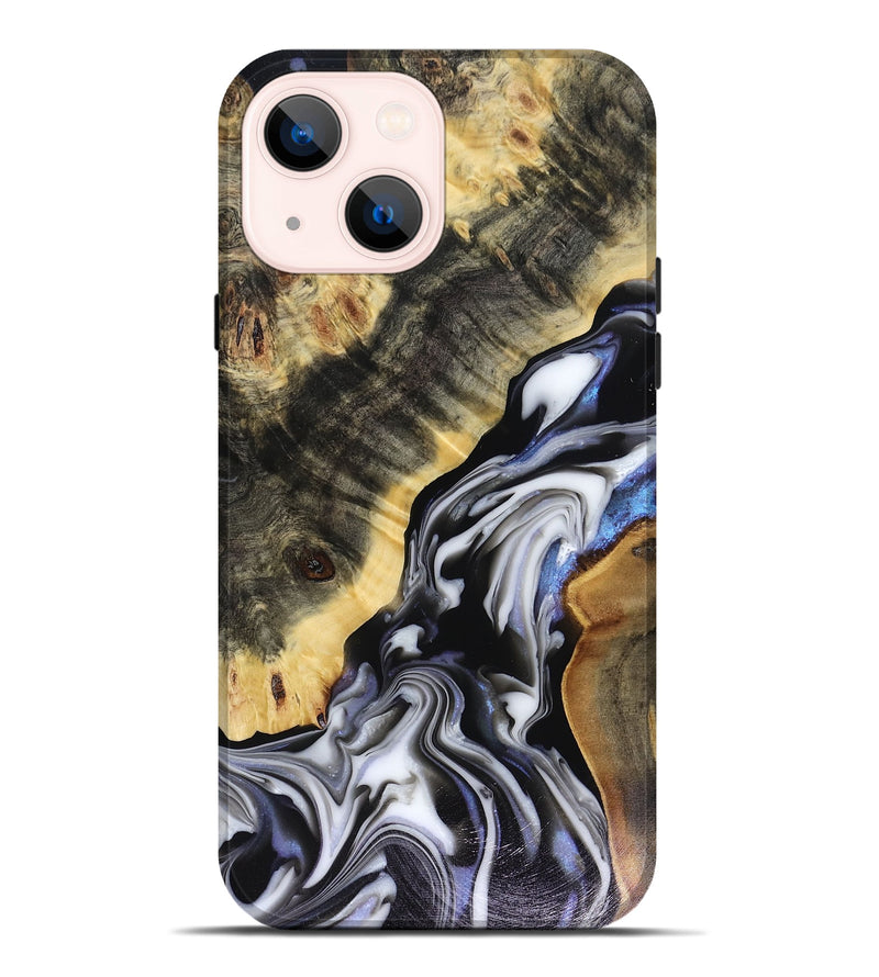 iPhone 14 Plus Wood Live Edge Phone Case - Kassie (Black & White, 816141)