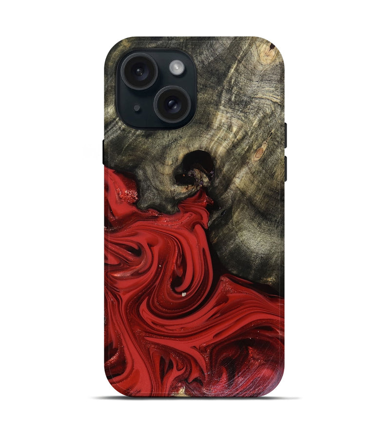 iPhone 15 Wood Live Edge Phone Case - Jeramy (Red, 816142)