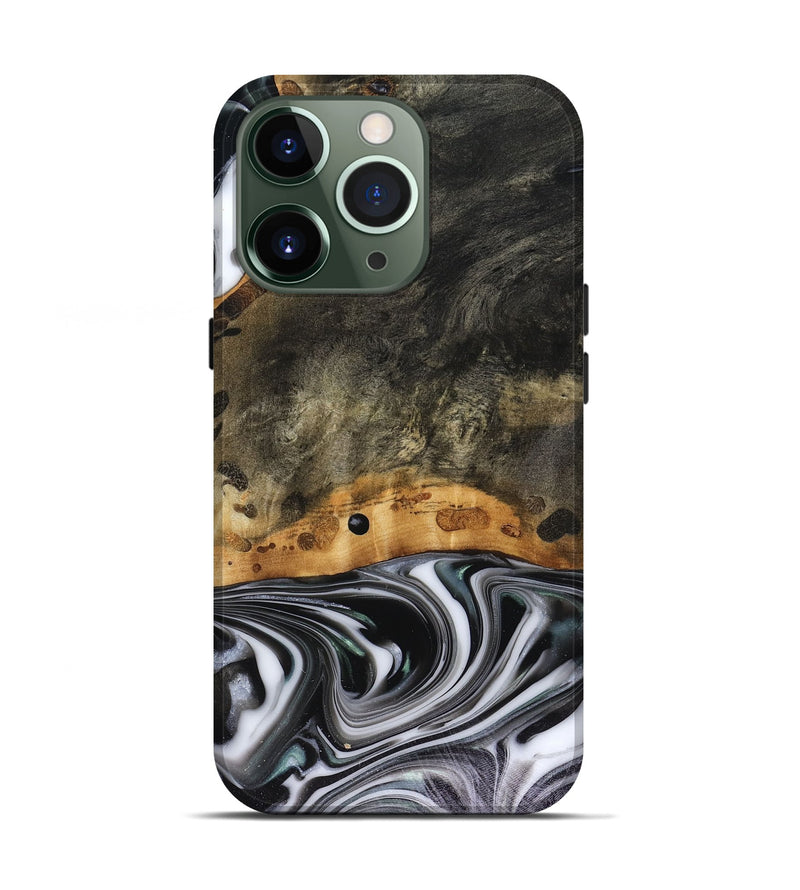 iPhone 13 Pro Wood Live Edge Phone Case - Kayson (Black & White, 816143)