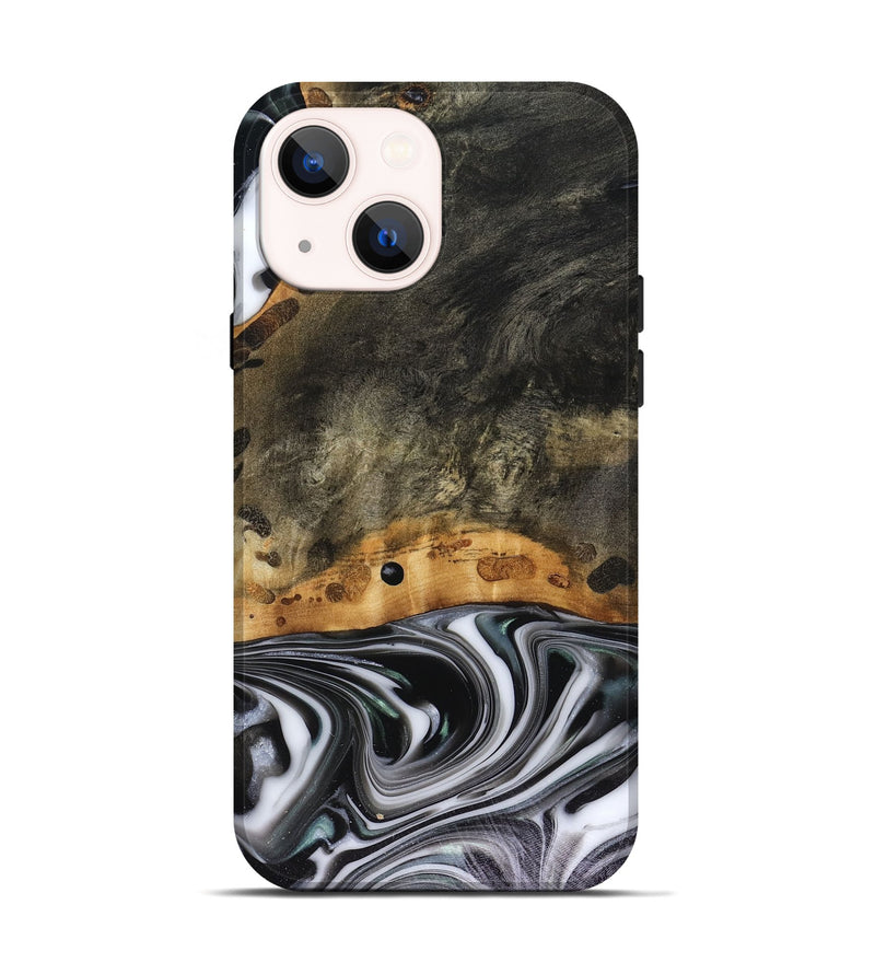 iPhone 14 Wood Live Edge Phone Case - Kayson (Black & White, 816143)