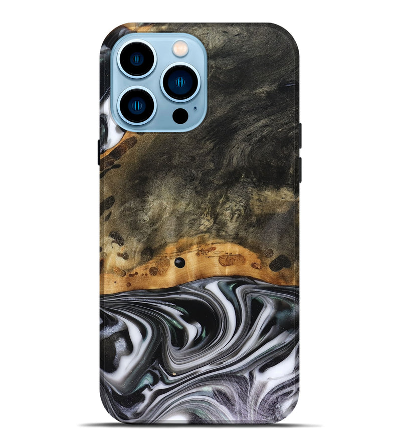 iPhone 14 Pro Max Wood Live Edge Phone Case - Kayson (Black & White, 816143)