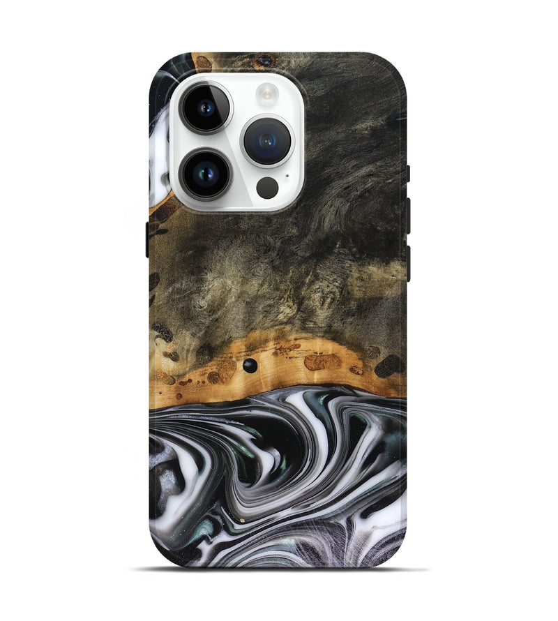 iPhone 15 Pro Wood Live Edge Phone Case - Kayson (Black & White, 816143)