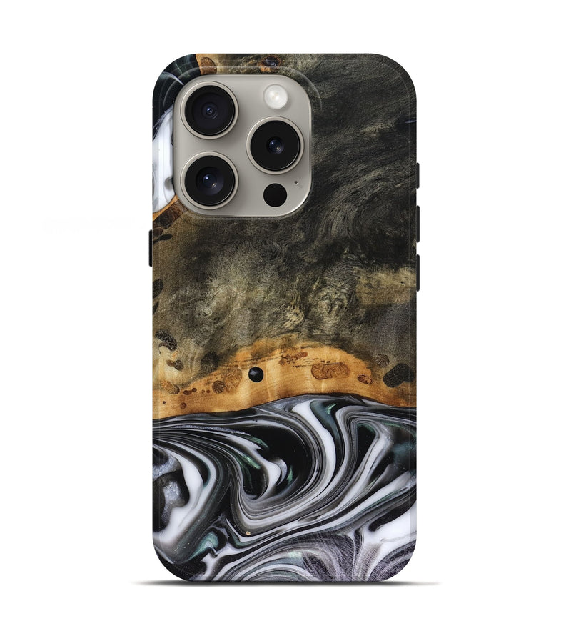 iPhone 16 Pro Wood Live Edge Phone Case - Kayson (Black & White, 816143)