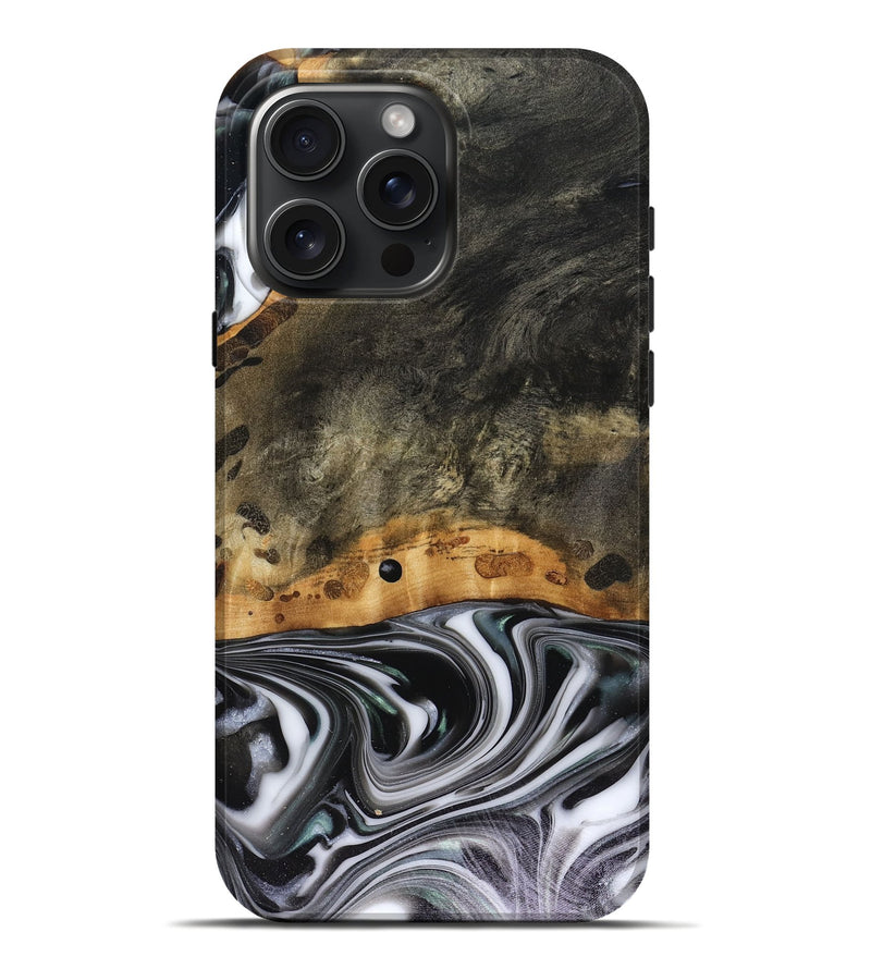 iPhone 16 Pro Max Wood Live Edge Phone Case - Kayson (Black & White, 816143)